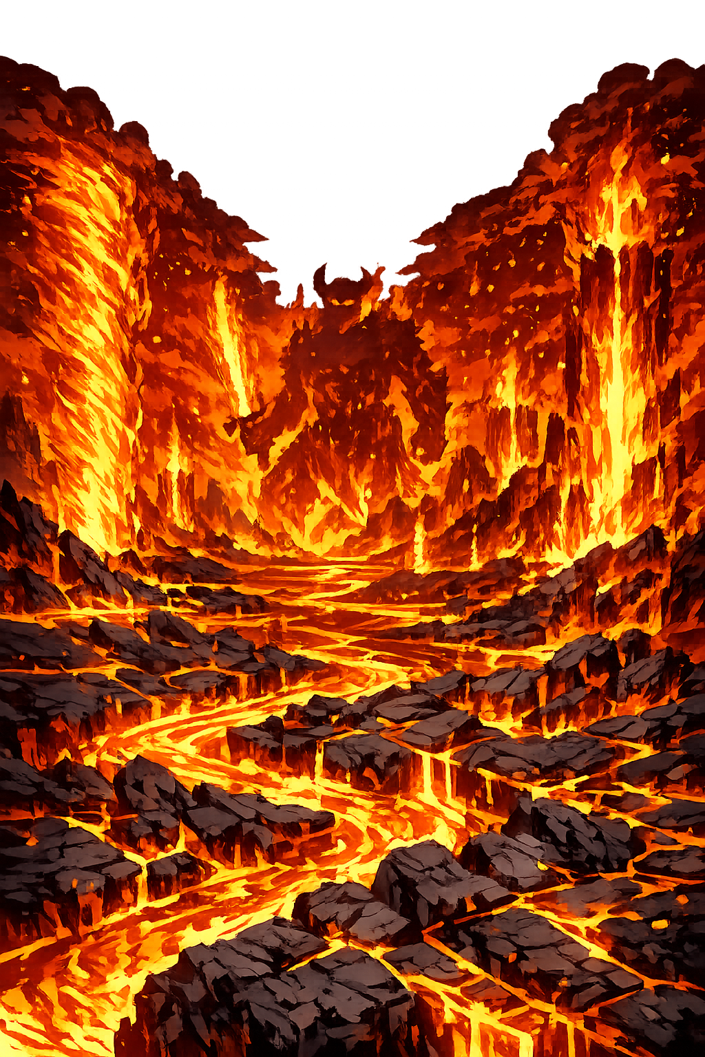 Muspellheimr — The burning primordial realm of fire, with embers and molten rock