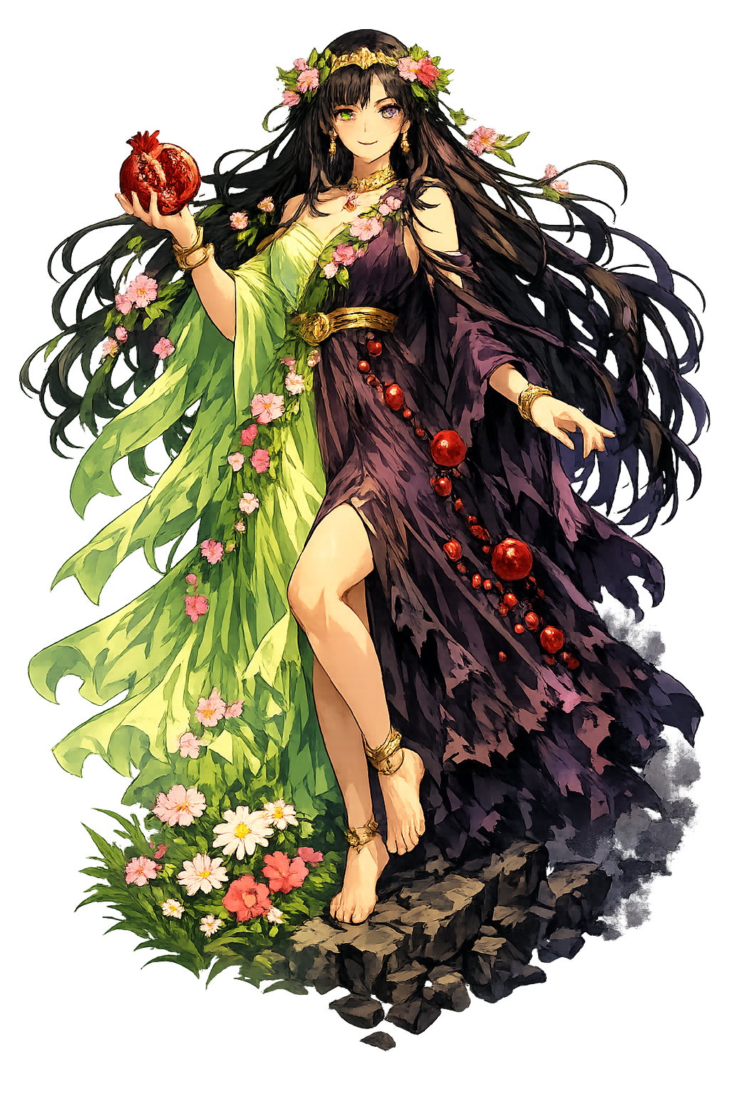persephonē — Queen of the Underworld, crowned with spring blossoms
