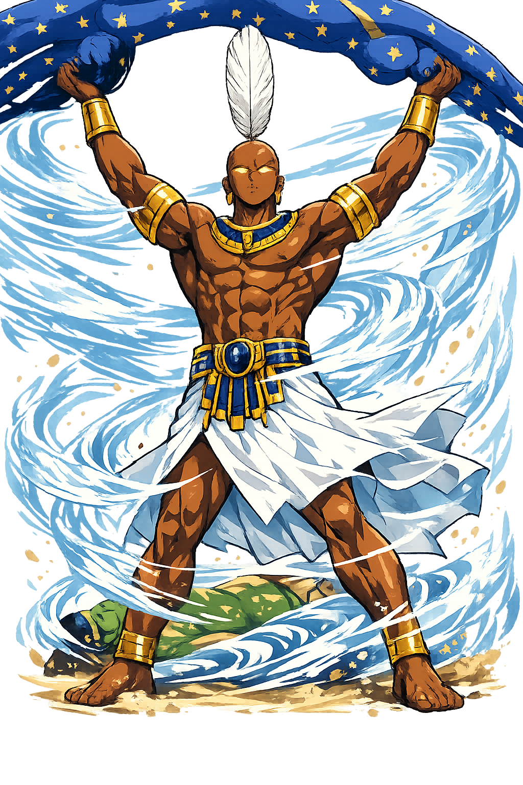 Šw — The Egyptian God of Air, bearing the feather of Ma'at